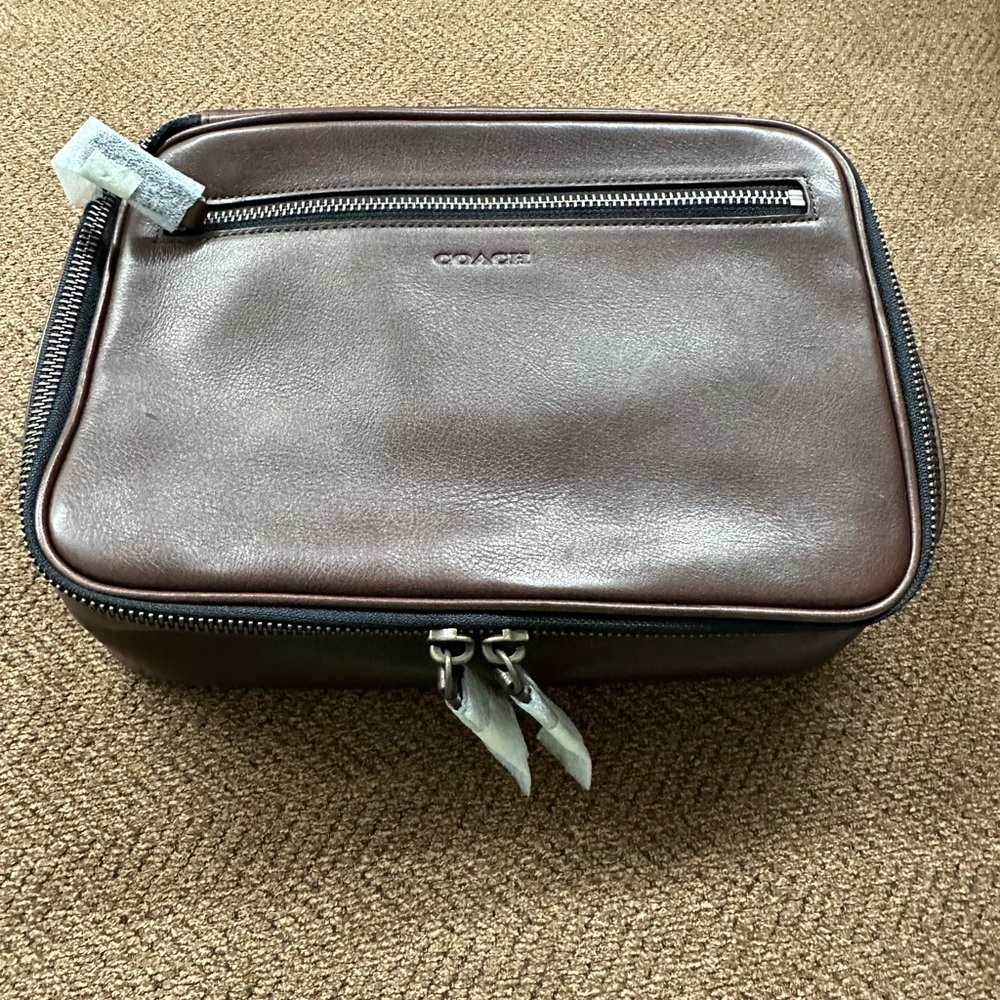 Coach Men’s Brown Leather Toiletry Bag